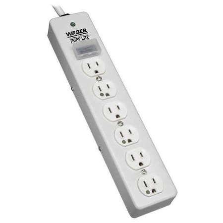 Outlet Strip, Surge, Hospital Grade, 6 5-15R-HG, 5-15P-HG, 6 ft., White MPN:SPS606HGRA