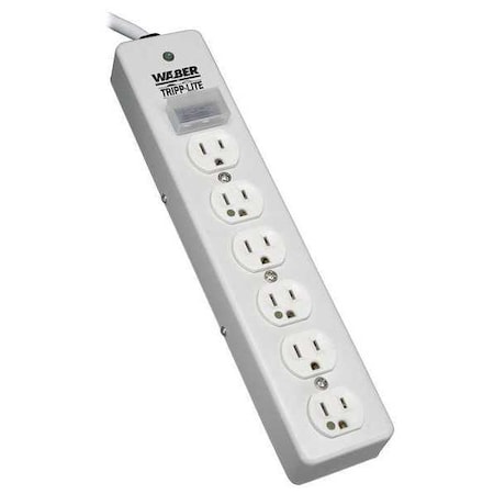 Outlet Strip, Surge, Hospital Grade, 6 5-15R-HG, 5-15P-HG, 10 ft., White MPN:SPS610HGRA