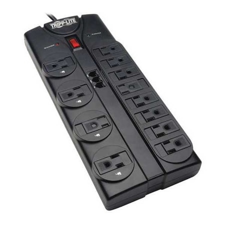 Power Strip, Surge, Tel/Modem Protection, 5-15R, 5-15P, 8 ft., Black MPN:TLP1208TEL