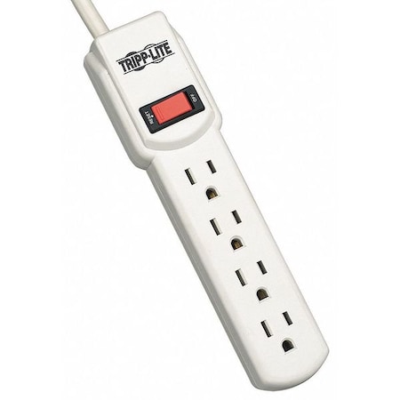 Outlet Strip, Surge, 4 5-15R, 5-15P, 4 ft., Light Gray MPN:TLP404