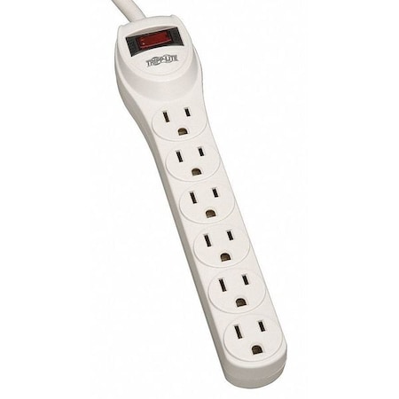 Outlet Strip, Surge, 6 5-15R, 5-15P, 2 ft., Light Gray MPN:TLP602