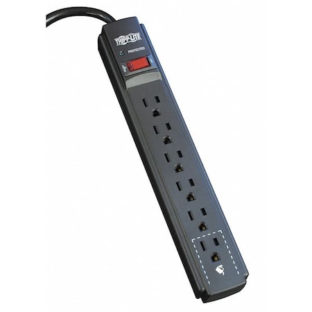 Outlet Strip, Surge, 6 5-15R, 5-15P, 6 ft., Black MPN:TLP606B