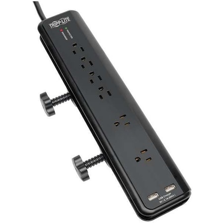 Power Strip, Surge, USB, 6 5-15R, 5-15P, 6 ft., Black MPN:TLP606DMUSB