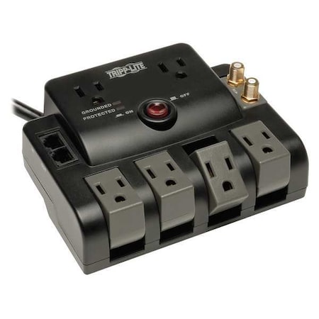Power Strip, Surge, 6 5-15R, 5-15P, 6 ft., Black MPN:TLP606RNET