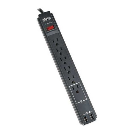 Power Strip, Surge, USB, 5-15R, 5-15P, 6 ft., Black MPN:TLP606USBBTAA