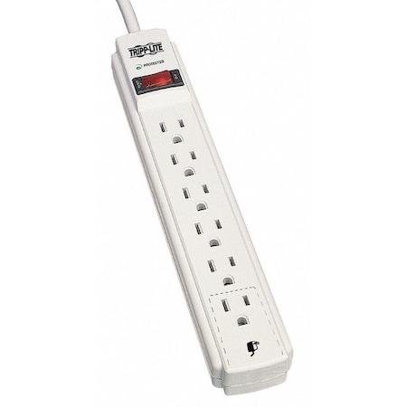 Outlet Strip, Surge, 6 5-15R, 5-15P, 15 ft., Light Gray MPN:TLP615