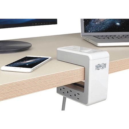Outlet Strip, Surge, USB, 6 5-15R, 5-15P, 8 ft., Gray MPN:TLP648USBC