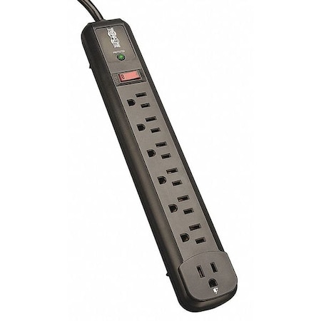 Outlet Strip, Surge, Right Angled, 7 5-15R, 5-15P, 4 ft., Black MPN:TLP74RB