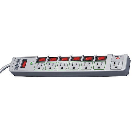 Outlet Strip, Surge, 7 5-15R, 5-15P, 6 ft., Gray MPN:TLP76MSG