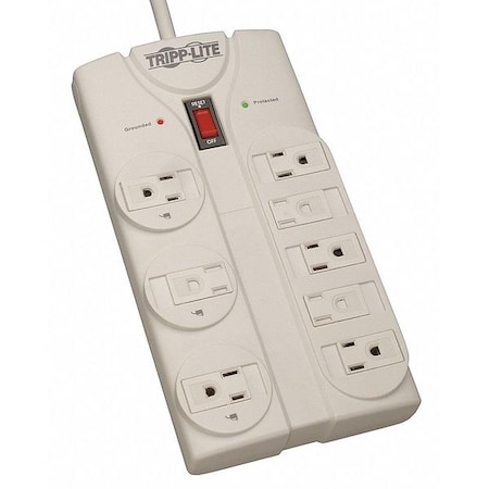 Outlet Strip, Surge, 8 5-15R, 5-15P, 8 ft., Gray MPN:TLP808