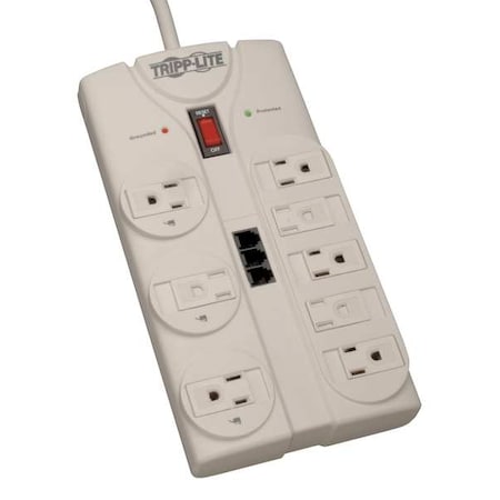Power Strip, Surge, 8 5-15R, 5-15P, 8 ft., Light Gray MPN:TLP808TELTAA
