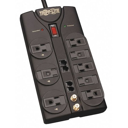 Power Strip, Surge, 8 5-15R, 5-15P, 10 ft., Black MPN:TLP810NET
