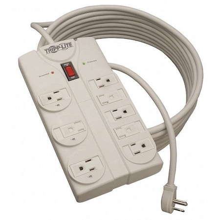 Outlet Strip, Surge, 8 5-15R, 5-15P, 25 ft., White MPN:TLP825