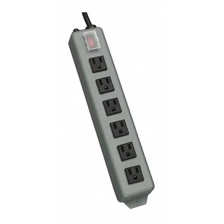 Outlet Strip, Industrial, 6 5-15R, 5-15P, 15 ft., Gray MPN:UL24CB-15