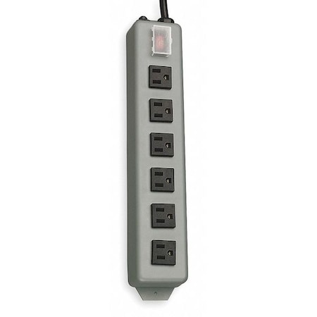 Outlet Strip, Right Angled, 6 5-15R, 5-15P, 15 ft., Gray MPN:UL24RA-15