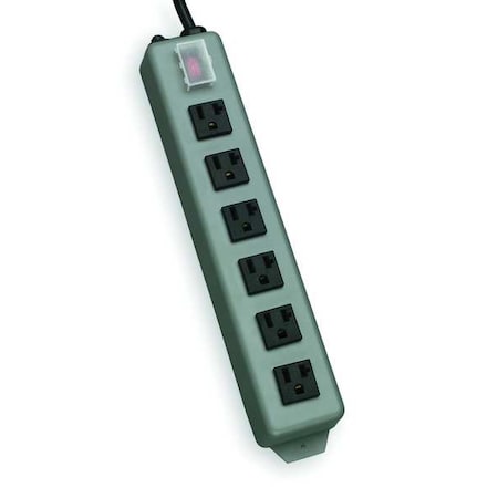 Outlet Strip, Industrial, 6 5-15R, 5-20P, 15 ft., Gray MPN:UL620-15