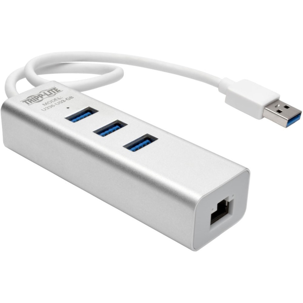 Tripp Lite USB 3.0 SuperSpeed to Gigabit Ethernet NIC Network Adapter w/ 3 Port USB Hub - Network adapter - U336U03GB MPN:U336-U03-GB