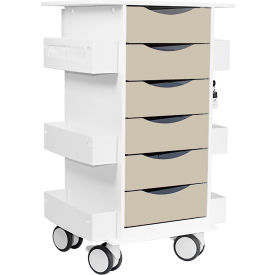 TrippNT Core 6D Cart w/ Beige Drawers 14-3/8