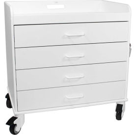 TrippNT™ Extra Wide Compact 4 Drawer Locking Cart White 27