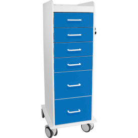 TrippNT™ Tall Locking 6 Drawer Medical Cart Global Blue 16