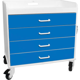 TrippNT™ Extra Wide Compact 4 Drawer Locking Cart Global Blue 27