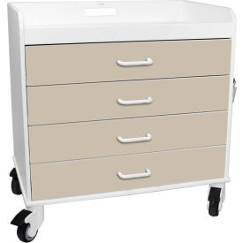 TrippNT™ Extra Wide Compact 4 Drawer Locking Cart Almond Beige 27