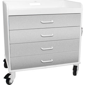 TrippNT™ Extra Wide Compact 4 Drawer Locking Cart Silver Metallic 27