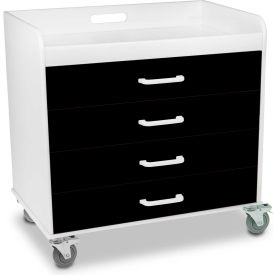 TrippNT™ Extra Wide Compact 4 Drawer Locking Cart Black 27