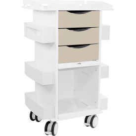 TrippNT™ Core DX Cart with Sliding Door & Railed Top White with Almond Beige 53505