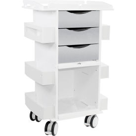 TrippNT™ Core DX Cart with Sliding Door & Railed Top White with Silver Metallic 53506