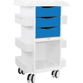 TrippNT™ Core DX Cart with Sliding Door & Railed Top White with Global Blue 53509