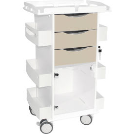 TrippNT™ Core DX Cart with Hinged Door & Railed Top White with Almond Beige 53530