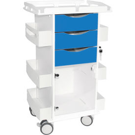 TrippNT™ Core DX Cart with Hinged Door & Railed Top White with Global Blue 53534