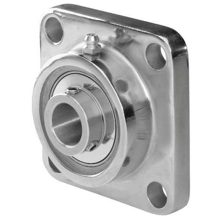 4 Holes, 4 Bolt Flange Bearing, Radial Ball, 1-7/16 in Dia, Stainless Steel, Set Screw MPN:2101100175