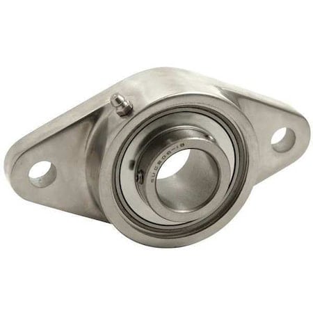 2 Holes, Rhombus Housing, 2 Bolt Flange Bearing, Radial Ball, 3/4 in Dia, Stainless Steel, Set Screw MPN:UCFLSS204-12SS