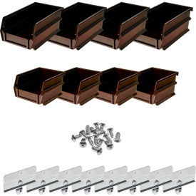 Triton Products Poly Brown Hanging Bin & BinClip Kits 4 Small & 4 Medium Bins 028-BR