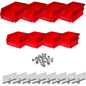 Triton Products Poly Red Hanging Bin & BinClip Kits 4 Small & 4 Medium Bins 028-R