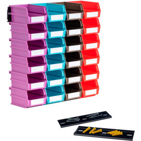 Triton Products LocBin Wall Storage w/ 24 Bins & 24 Rails 5-3/8