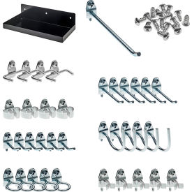 Durahook® Locking Steel Pegboard Shelf w/ 36 Assorted Hooks 12