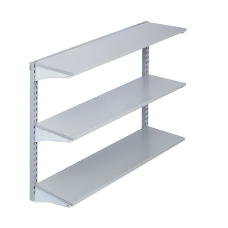 Wall Mount Shelving Unit W/ 3 Steel Shelves & Mounting Hardware, Gray, 33