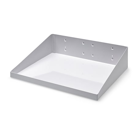 12 In. W x 10 In. D White Epoxy Coated LocBoard Steel Shelf with 6 Holes for Garment Hangers MPN:56120-WHT