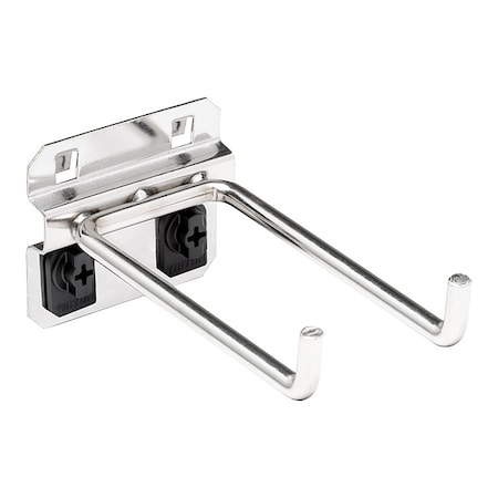 4 In. Double Rod 90 Degree Bend Stainless Steel Pegboard Hook for Stainless Steel LocBoard, PK3 MPN:62419