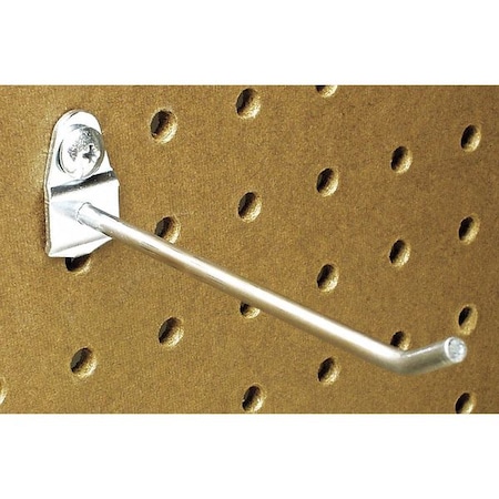 4 In. Single Rod 30 Degree Bend Steel Pegboard Hook for 1/8 In. and 1/4 In. Pegboard, PK10 MPN:71413