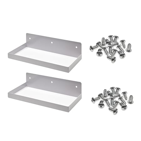 12 In. W x 6 In. D White Epoxy Coated Steel Shelf for 1/8 In. and 1/4 In. Pegboard 2 Pack MPN:76126W-2