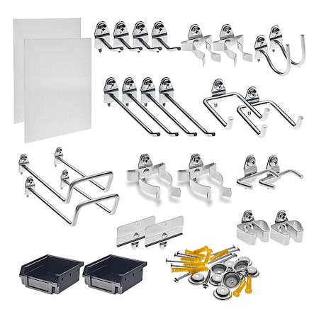 DuraHook Wall Organizer - 2 DuraBoards 24 Hooks 4 Hanging Bins and Mounting Hardware, PR MPN:990-S