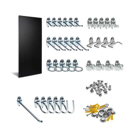 24 In. W x 48 In. H x 1/4 In. D Black ABS Textured Pegboard with 36 pc. DuraHook Assortment MPN:DB-36BKH-Kit