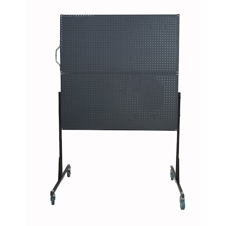 50 In. W Mobile Stand-Alone Pegboard Unit with 4 Black ABS Textured Finish DuraBoard Pegboards MPN:F1-DBK
