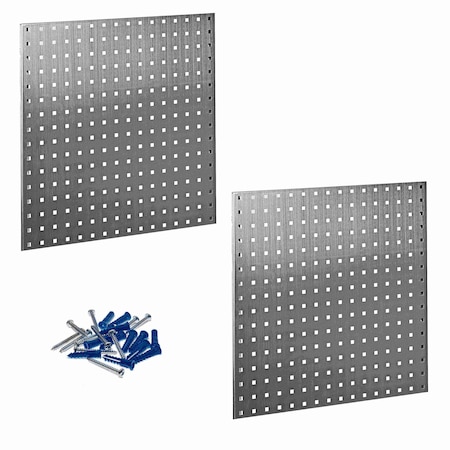 (2) Square Hole Pegboards W/ Mounting Hardware, Stainless Steel 18-Gauge Steel, 24
