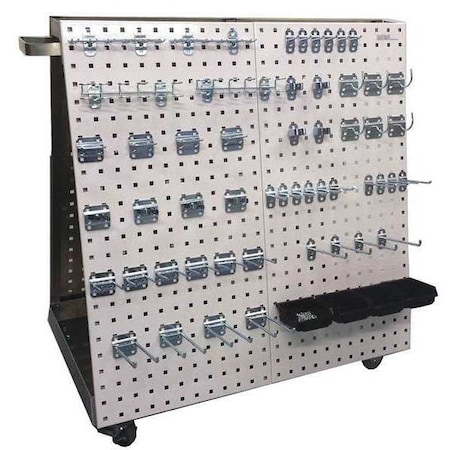 36-3/4 In. L x 39-1/4 In. H x 21-1/4 In. W Aluminum Frame Tool Cart 56 pc. LocHook Asst 4 Hanging Bins MPN:LBC-18H