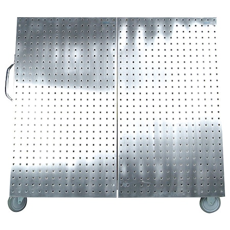48 In. L x 46 In. H x 26-5/8 In. W Stainless Steel Tool Cart with Tray and Stainless Steel LocBoard MPN:LBC-4SS